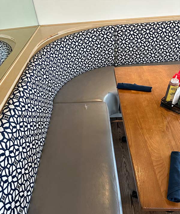 upholstery done on a restaurant booth