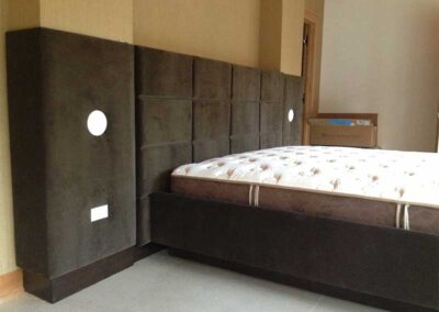 A modern style upholstered headboard